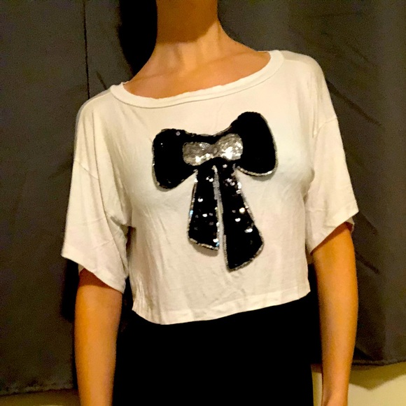 Sparkle Bow Crop Top - Picture 1 of 4